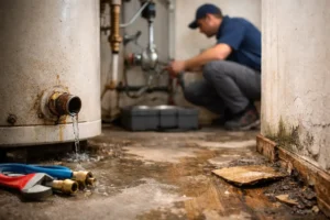 Hot water leak repair